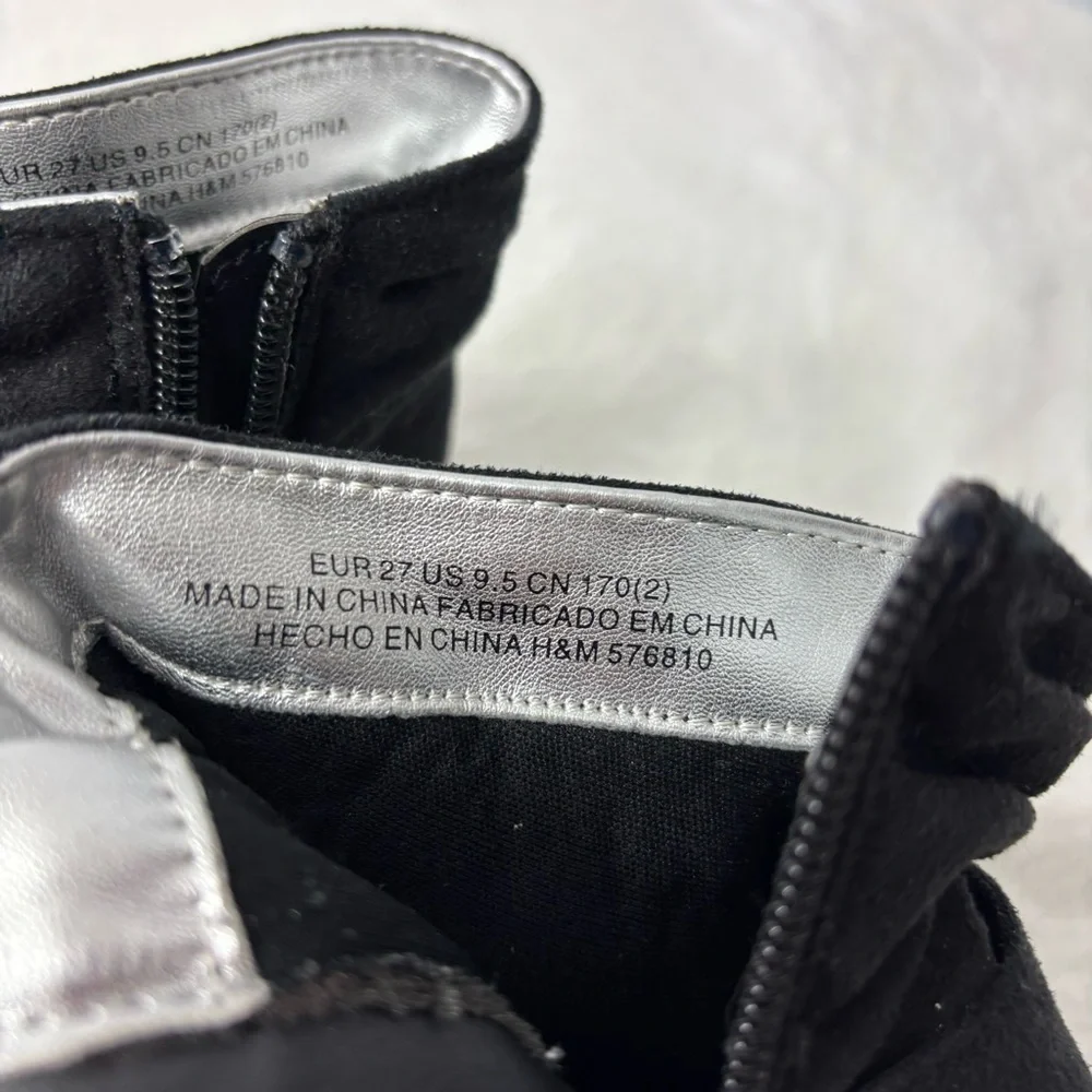 H&M Black Kids Boots with Bow‎ Accent Size 9.5 Toddler